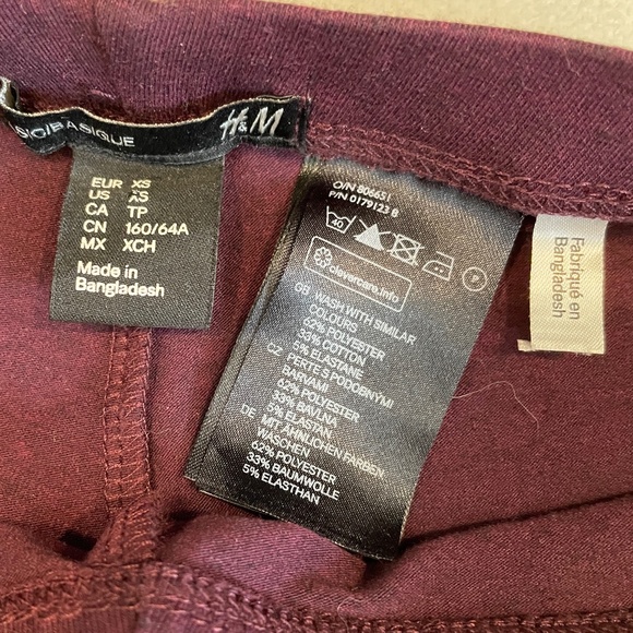 BNWOT H&M Basic Legging in Maroon Size XS - Picture 6 of 7